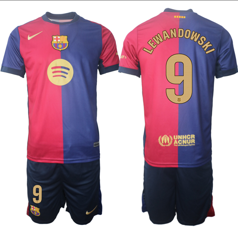 Men 2024-2025 Club Barcelona home Red blue #9 Soccer Jersey->barcelona jersey->Soccer Club Jersey